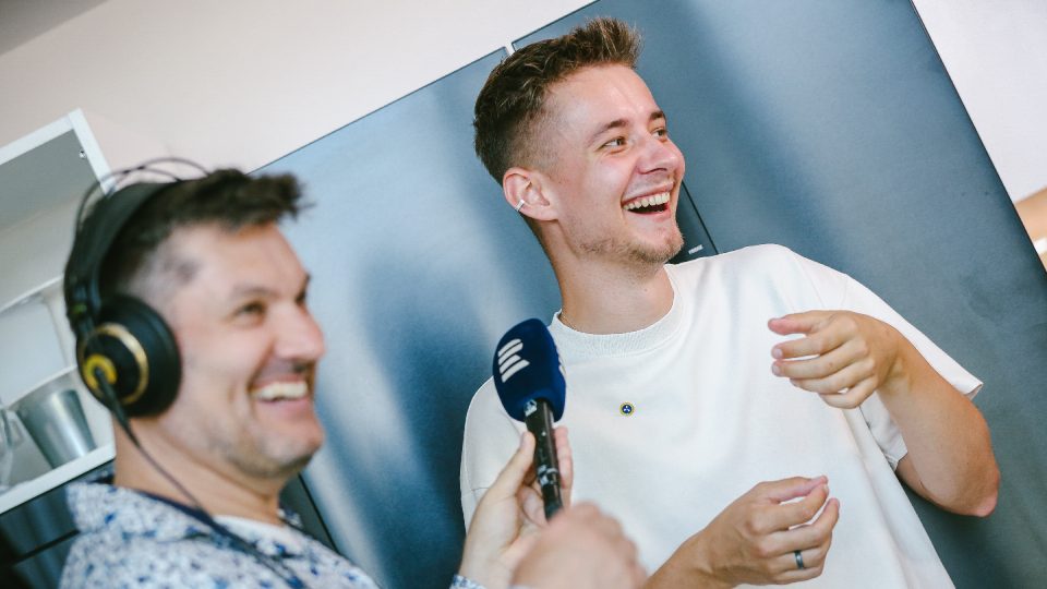 Moderátor Patrik Rozehnal a cukrář Vojta Vrtiška | foto: Jana Volková Moderátor Patrik Rozehnal a cukrář Vojta Vrtiška