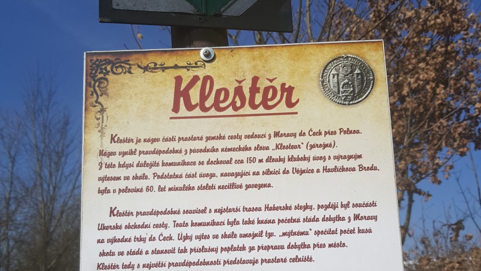 Kleštěr, Polná, součást někdejší obchodní stezky