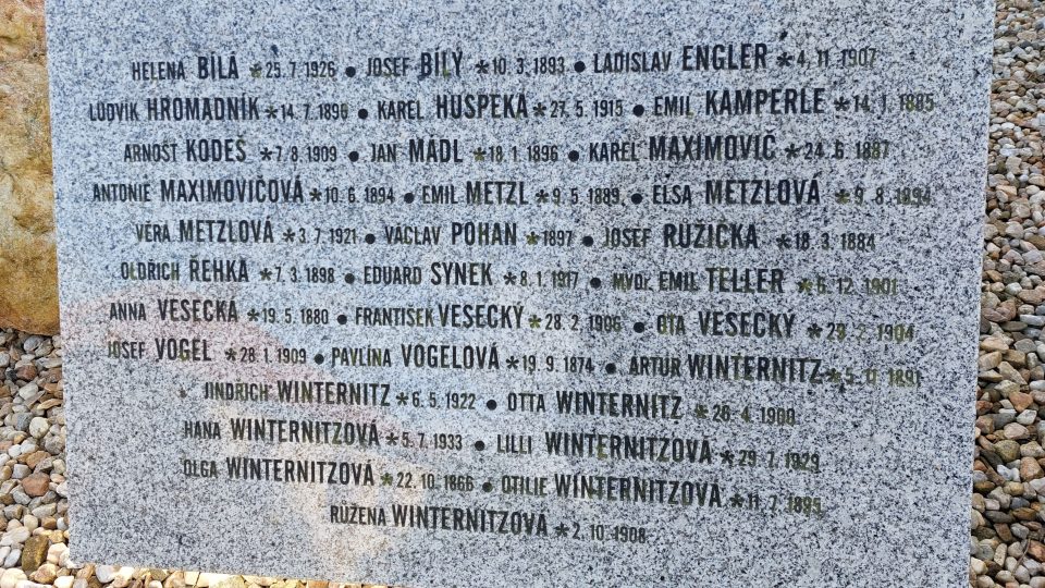 Jména černovických obětí druhé světové války
