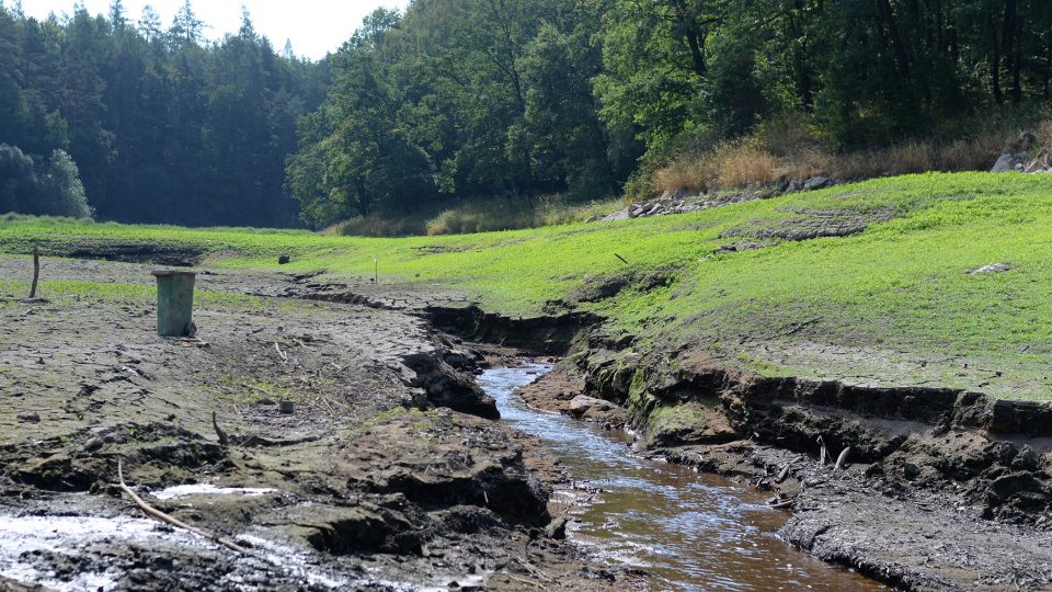 Řeka Doubrava, která přehradu zásobuje vodou, se změnila na malý potůček