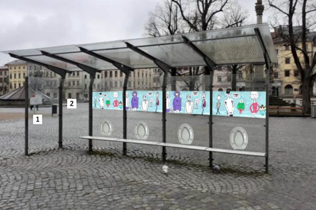 Na jedné ze zastávek školáci reflektují i chybějící veřejné toalety | foto: Oblastní galerie Vysočiny v Jihlavě