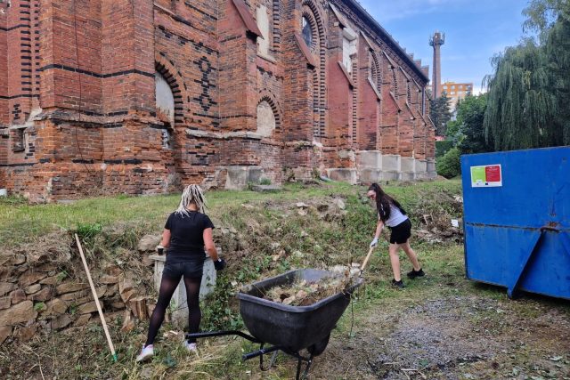 Okolí nové synagogy ve Velkém Meziříčí pomohli uklidit dobrovolníci | foto: Tereza Pešoutová,  Český rozhlas