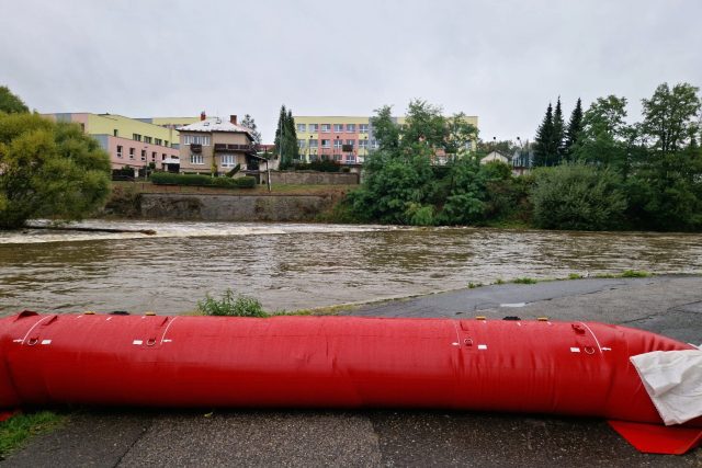 Protipovodňové zábrany u Sázavy v Ledči nad Sázavou | foto: Tereza Pešoutová,  Český rozhlas